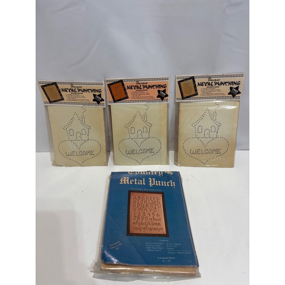 Vintage Ankaras Country Metal Punch Kit Lot Copper Tin Vintage Craft Patterns
